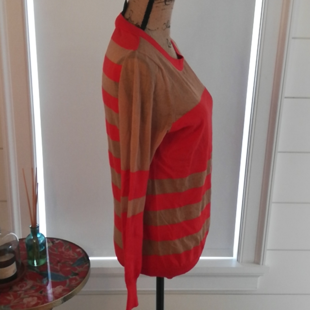 Orange & Tan Sheer Top - Picture 3 of 12